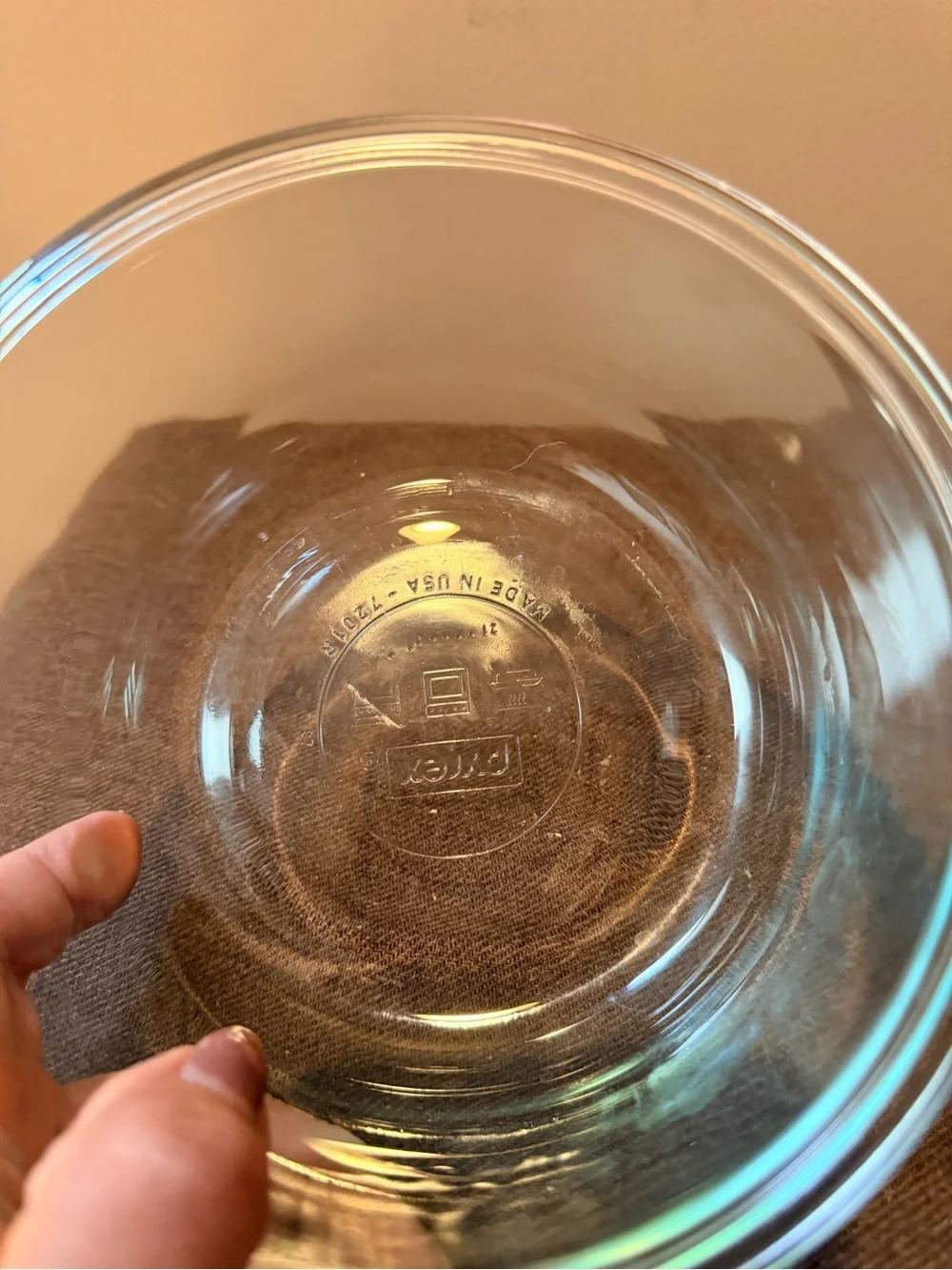 Pyrex Glass Mixing Bowl with Aqua Rim